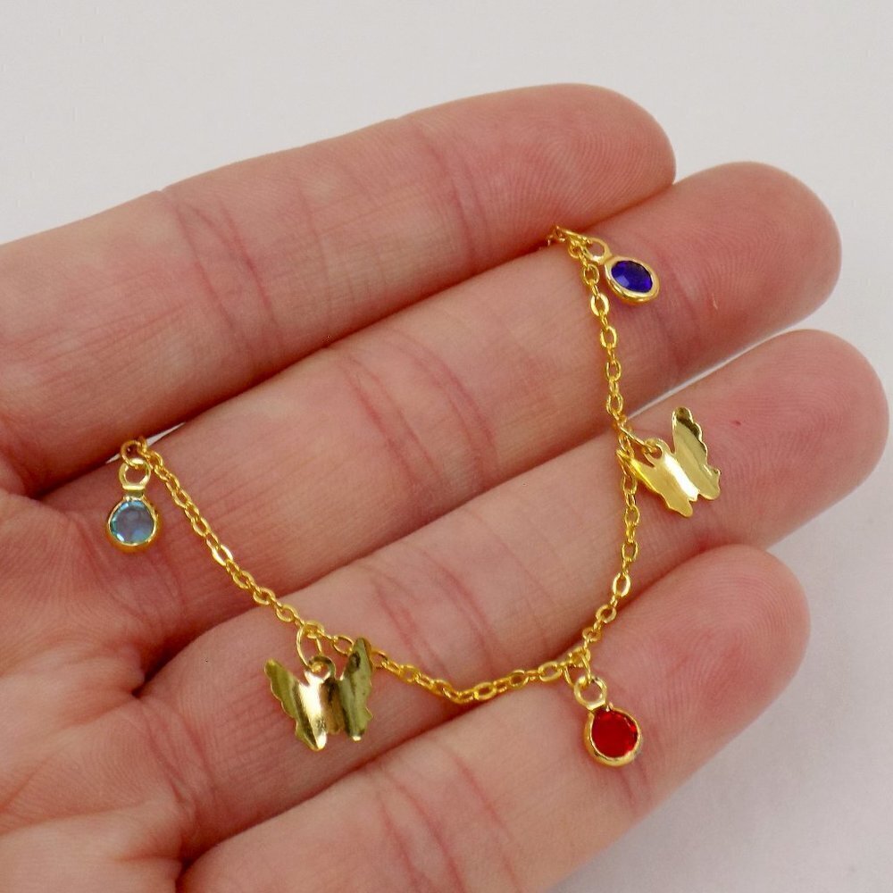 new with pouch! dainty layering necklace choker butterfly charms y2k 90s